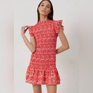 NEW! French Connection Hibiscus Verona Floral Smocked
Minidress. Size: Small